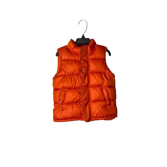 Old Navy orange zip up button up puffer vest with pockets toddler boys size 4T - Picture 1 of 5